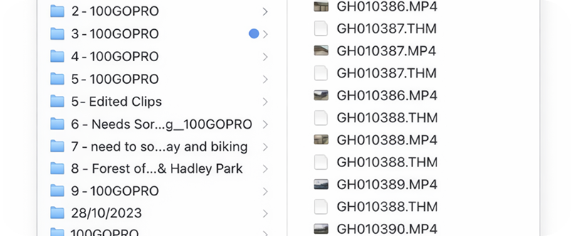 Messy folder structure with GoPro files